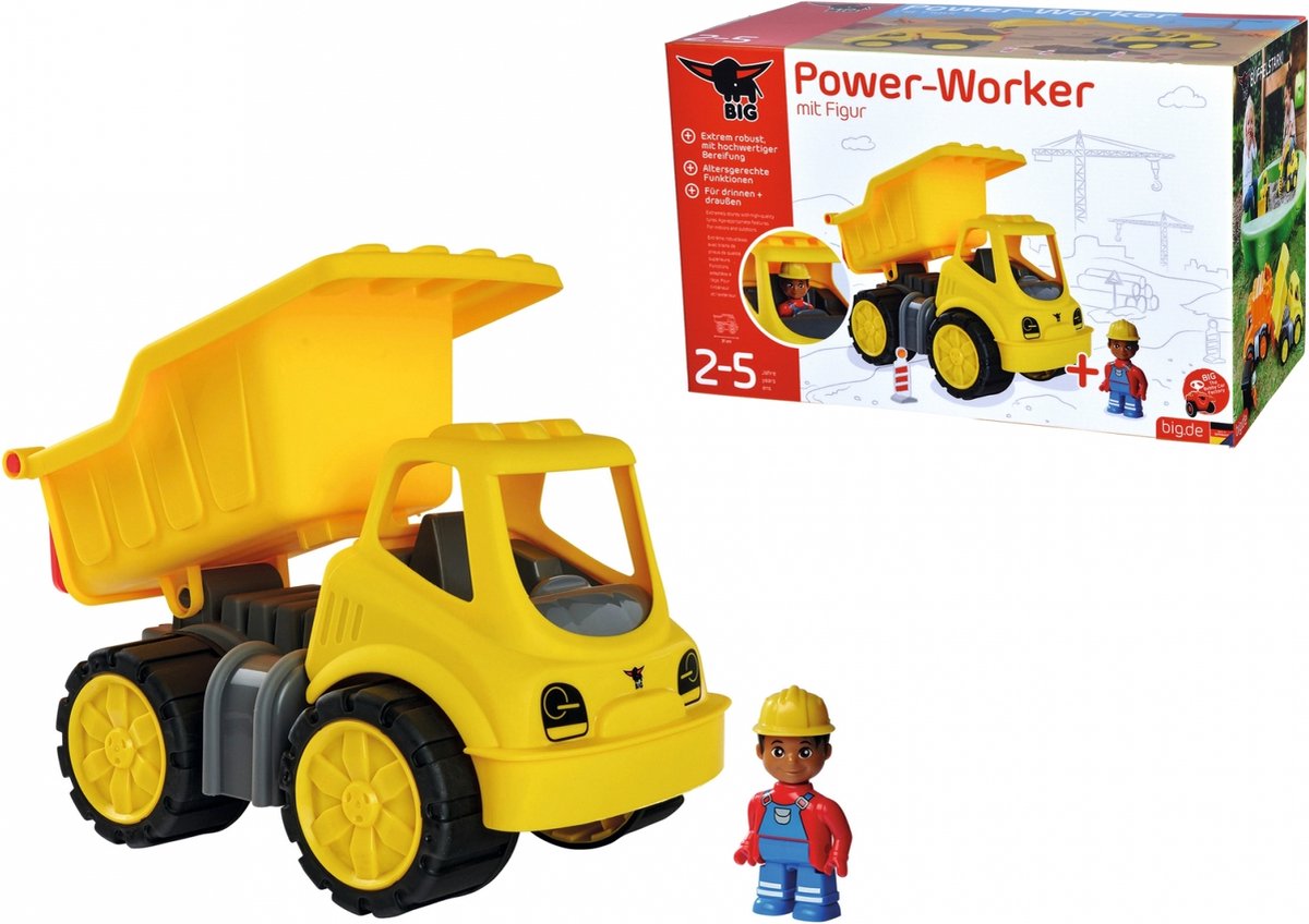 BIG Power-Worker Kiepwagen + Figuur - Zandspeelgoed