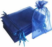 Fako Bijoux® - Organza Zakjes - 9x12cm - Feestzakjes - Snoepzakjes - Cadeauzakjes - Sieradenzakjes - Donkerblauw - 100 Stuks