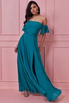 Chique jurk met gedrapeerde mouwen - Maat 36 - Groen