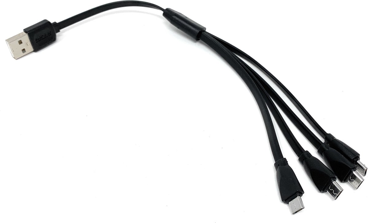 4 in 1 Micro USB Li-ion Oplaadbare Batterij Kabel | USB Data Kabel (wit) | 4 x micro USB
