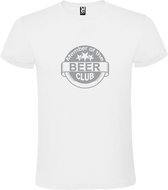 Wit  T shirt met  " Member of the Beer club "print Zilver size L