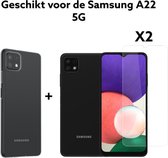 samsung A22 5G hoesje transparant siliconen achterkant + 2x screen protector -samsung galaxy A22 5G hoesje doorzichtig achterkant + 2x glas protectie tempert glas