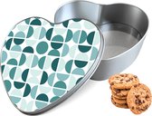 Boîte à Cookies Cercle Motif Coeur - Boîte de Rangement 14x15x5 cm
