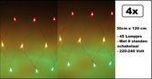 4x Lichtnet rood/geel/groen 45 lamps 30cm x 120cm - Carnaval Thema feest festival verlichting