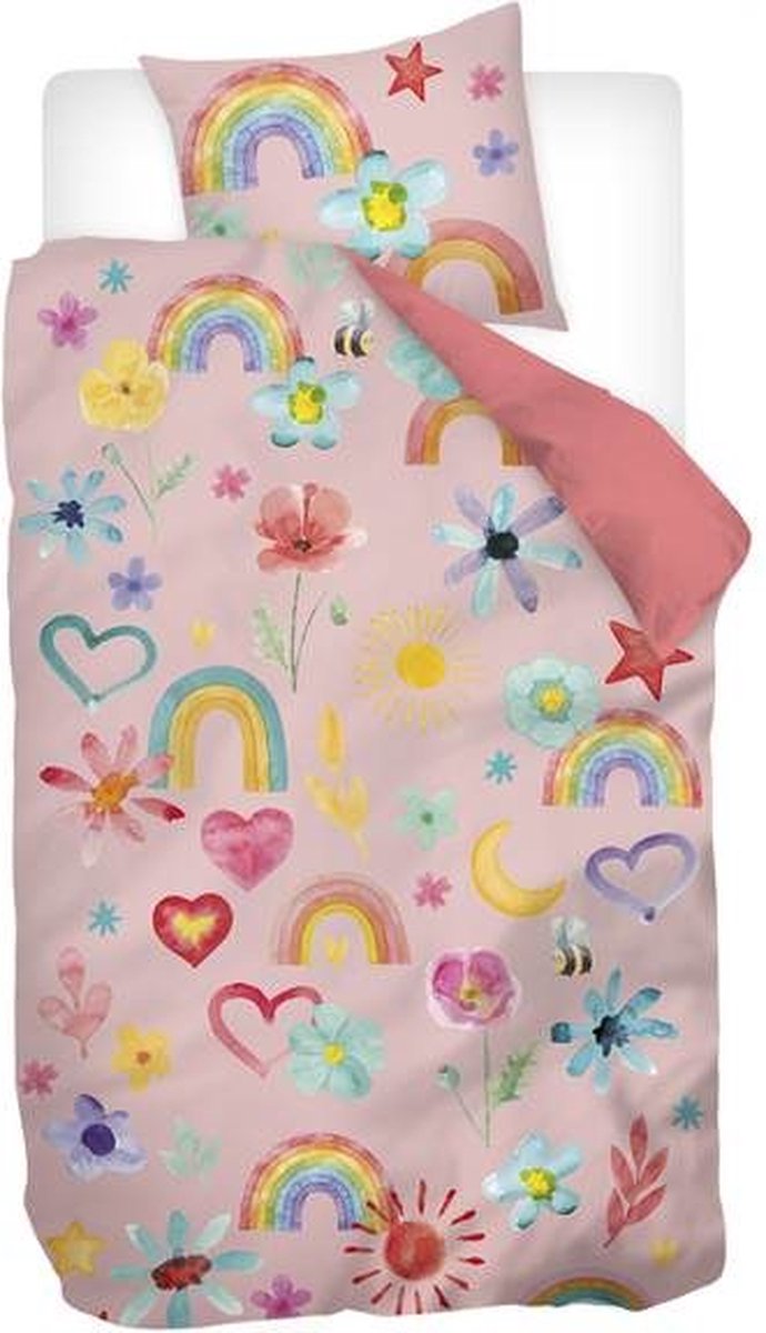 Snoozing Pink Rainbow Dekbedovertrek - Junior - Roze