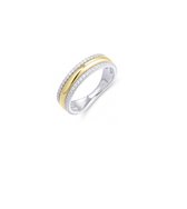Schitterende Zilveren Ring 14 Karaat Goud en Zirkonia's 15,25 mm (maat 48) | Damesring | Jonline