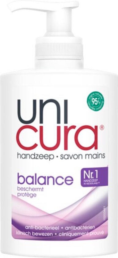 Uncura handzeep balance, Nr. 1 handzeep in Nederland, anti-bacterieel, klinisch bewezen.
