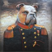 3D art metaalschilderij - bulldog met soldatenoutfit - huisdier portret - 80x80 cm - metalart