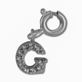 Silventi 9SIL-22002 Zilveren Letterhanger - Zirkonia - Letter - G - 7 x 6,5 mm - Veerring - Rhodium - Zilver