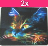 Kattenhebbedingen - 2x Muismat - Kat - poes - Voor de kattenliefhebber - Glow cat