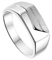 Schitterende Zilveren Zegel Ring Poli Mat 16.50 mm. (maat 52) model 175