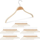 Relaxdays 50 x kledinghangers hout - klerenhangers - natuurlijke uitstraling - 40 cm