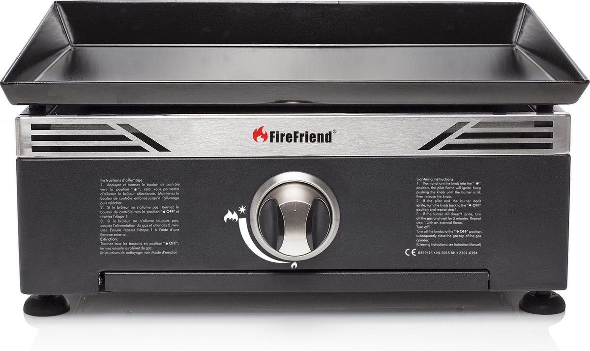 BBQ op gas met bakplaat 44,5 x 49,5 cm