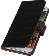Samsung Galaxy E7 - Crocodile Design Zwart - Book Case Wallet Cover Hoesje