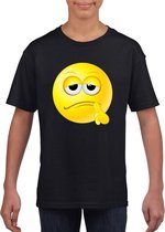 Smiley/ emoticon t-shirt bedenkelijk zwart kinderen S (122-128)