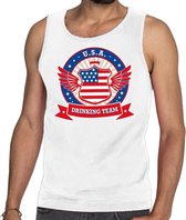 Wit USA drinking team tanktop / mouwloos shirt heren XL