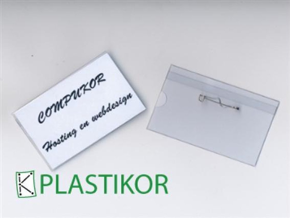 Plastikor - badges met speld 58x90mm - 25 stuks