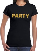 Party goud glitter tekst t-shirt zwart voor dames - dames verkleed shirts S