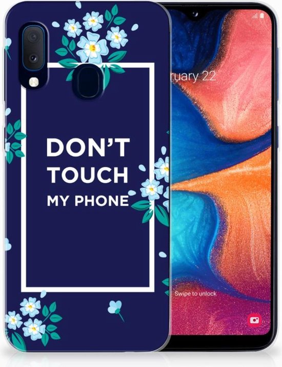 Housse en Cuir Etui de Protection pour Samsung Galaxy A20e Coque Téléphone Fleurs Bleues Dtmp