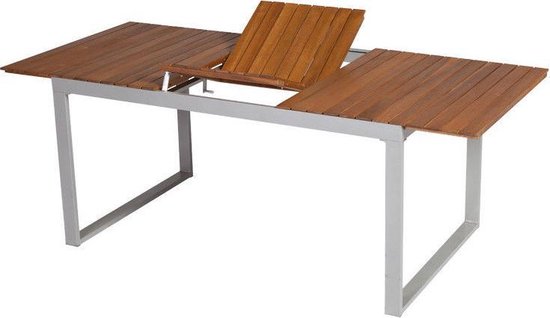 Tuintafel, 150/200x90cm, terrastafel, uittrekbaar, aluminium, acaciahout,  uitschuifbaar | bol.com
