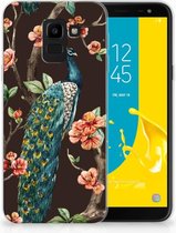 Geschikt voor Samsung Galaxy J6 2018 TPU Hoesje Design Pauw met Bloemen