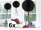 6x feestversiering decoratie bollen zwart 30 cm