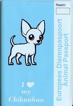 Honden paspoorthoes "I love my Chihuahua" voor europees dierenpaspoort korthaar babyblauw