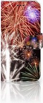 Geschikt voor Samsung Galaxy J5 2017 Wallet Book Case Hoesje Design Vuurwerk