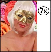 7x Oogmasker domino glittergoud - oog masker venetie mardi grass carnaval festival opocht musical thema feest