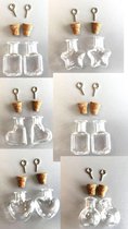 12 Mini flesjes - Hangers in verschillende maten - Met kurk en hanger