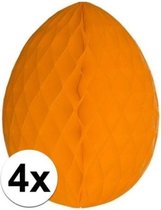 4x Decoratie paasei oranje 20 cm - Paasversiering / Paasdecoratie