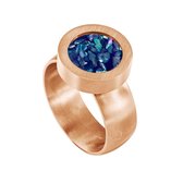 Quiges RVS Schroefsysteem Ring Rosékleurig Mat 20mm met Verwisselbare Donkerblauwe Vlokjes Schelp 12mm Mini Munt