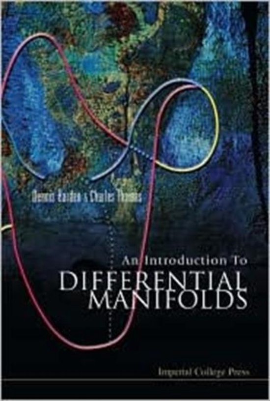Livre 'An Introduction to Differential Manifolds' avec un fond abstrait bleu et vert, avec des lignes rouges et jaunes.