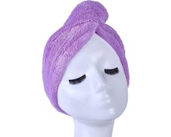 Paarse Microvezel Hoofdhanddoek Droogt Uw Natte Hoofdhaar 7x Sneller – Paars | Absorberende Voorgevormde Hoofdhanddoek Geschikt Voor Drogen van Kort en Lang Kapsel | Haartulband Voor Snel Opdrogen van Nat Haar Na het Douchen of Baden | Haarwikkels