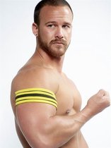 Mister b neoprene biceps band black yellow s-m