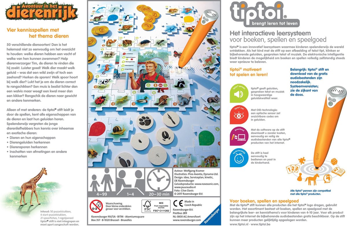 tiptoi® spel Avontuur in het Dierenrijk - Ravensburger - Leersysteem — afbeelding 3