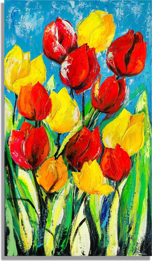 geluk gezantschap Dek de tafel Acrylverf schilderij - Bloemen - Schilderij Tulpen - 70x120 - paascadeau |  bol.com