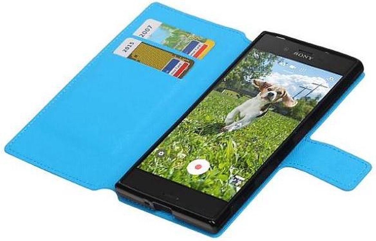 Cross Pattern TPU Bookstyle Wallet Case Hoesje Geschikt voor Xperia X Z Blauw