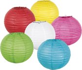 18 stuks: Papieren lampion in 6 kleuren - assorti met draadstalen frame -