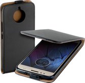 MP Case zwart eco lederen flip case voor Motorola Moto G5s flip cover