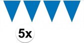 5x vlaggenlijn / slinger blauw 10 meter - totaal 50 meter - slingers