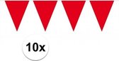 10x vlaggenlijn / slinger rood 10 meter - totaal 100 meter - slingers