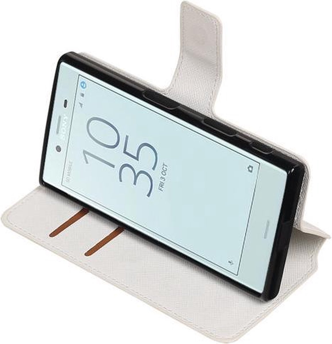 BestCases.nl Wit Sony Xperia X Compact TPU wallet case booktype hoesje HM Book