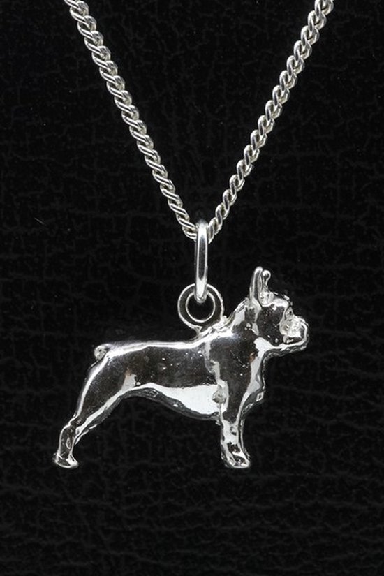Collier pendentif chien Bulldog en argent - grand