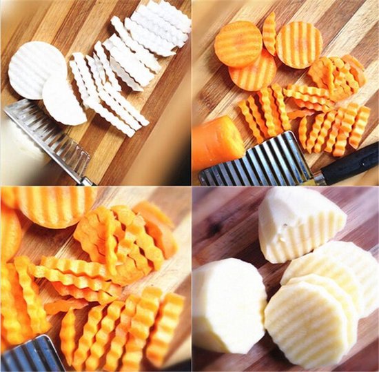 Multifunctioneel Keuken Kartelmes - Gekartelde Dunschiller / Groentesnijder / Patatsnijder / Frietsnijder / Chipsmaker / Keukenmes / Aardappel Snijder