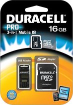 Duracell, 16 GB MicroSDHC Class 10 + SD Adapter + USB 2.0 Adapter