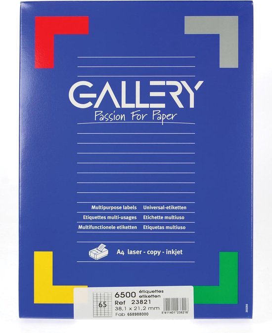 6x Gallery Witte Etiketten 38 1x21 2mm bxh Ronde Hoeken Doos A 6 