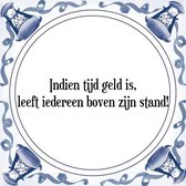 Tegeltje met Spreuk (Tegeltjeswijsheid): Indien tijd geld is, leeft iedereen boven zijn stand! + Kado verpakking & Plakhanger