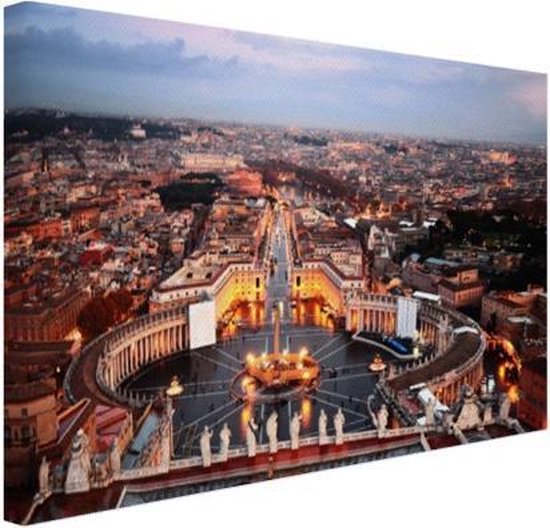 Place Saint - Pierre de Rome en toile 80x60 cm - Impression photo sur toile peinture Décoration murale salon / chambre à coucher) / Villes Peintures Toile