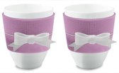 Baci Milano Chic & Pastel Porselein Espressobeker Set Van 2 Stuks Met Strik Old Pink